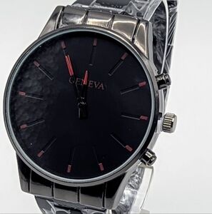 Geneva Black and Silver Watch